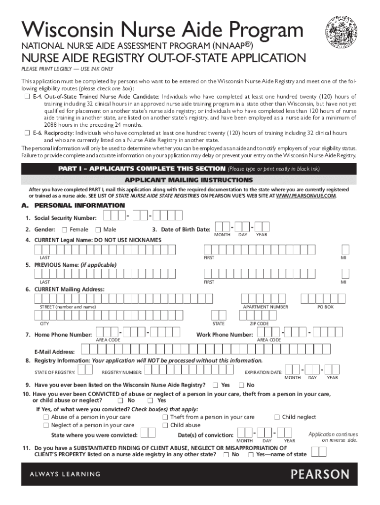 Wisconsin Cna Reciprocity Application Form